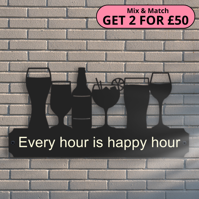 'Every hour is happy hour' Large Drinks Wall Art