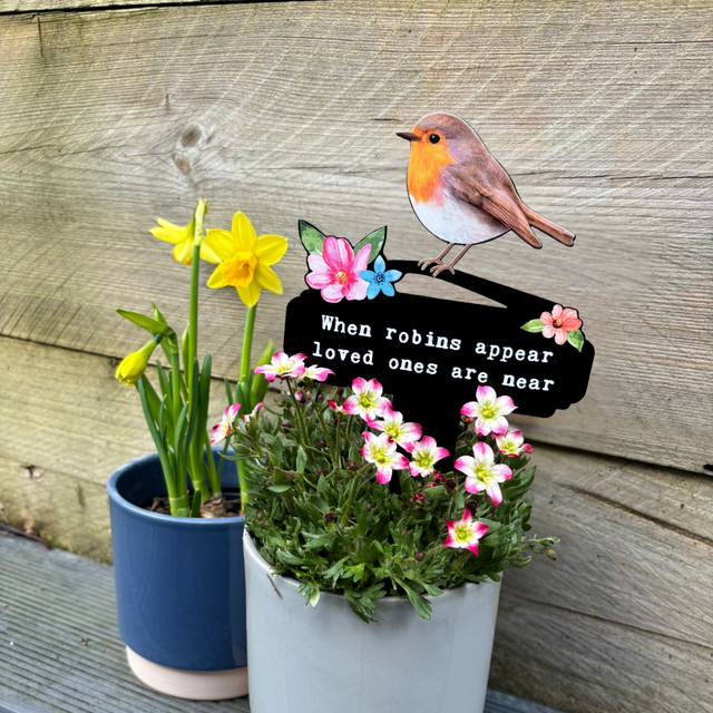 Robins Appear Flowers Pot Stake