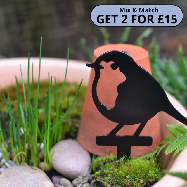Metal Robin Plant Pot Stake