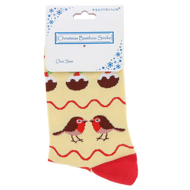 Ladies Xmas Robin Bamboo Socks
