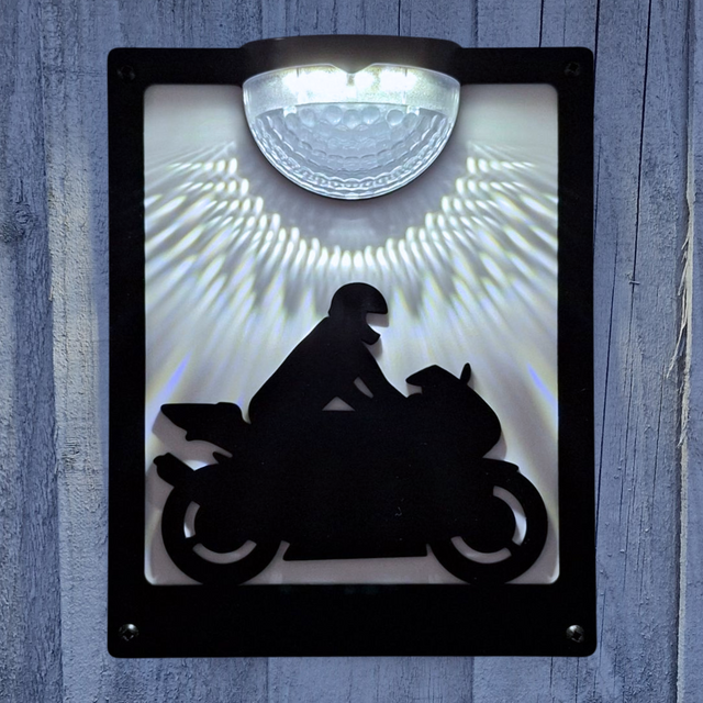 Sports Motorbike Solar Light Wall Plaque