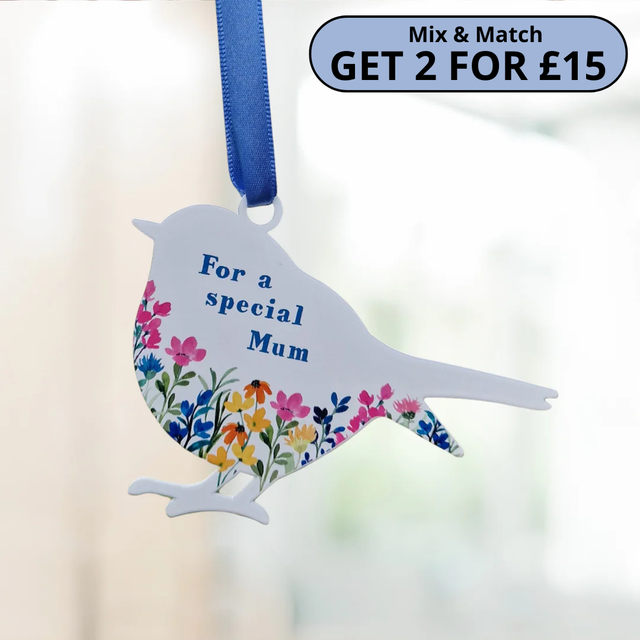 'For A Special Mum' - White Robin Hanging Decor