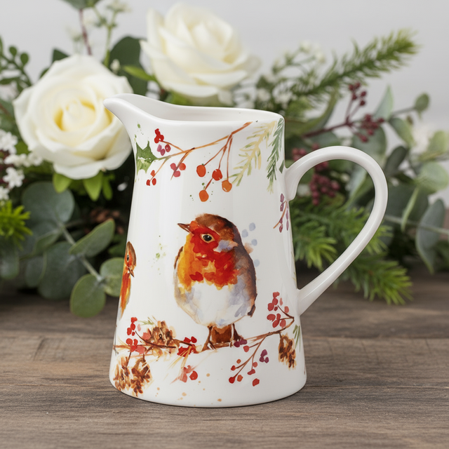 15cm Jennifer Rose Winter Robin Jug