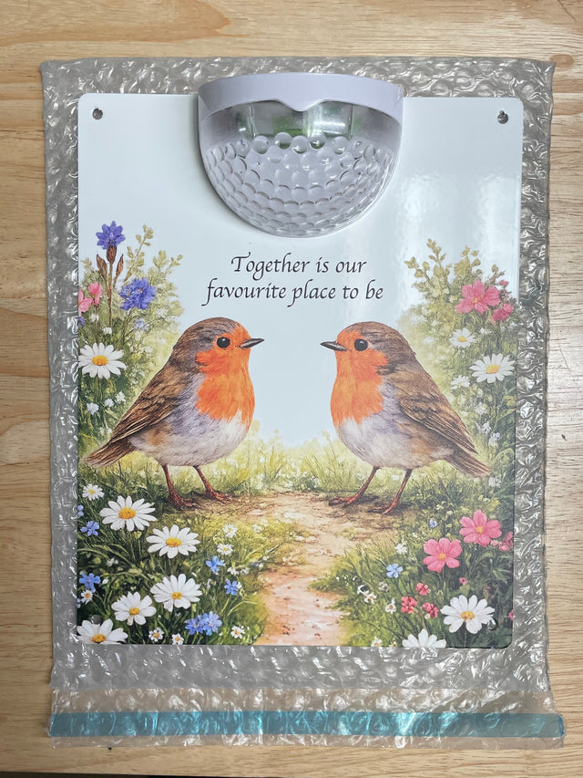 White ‘Together Robins’ Solar Wall Plaque