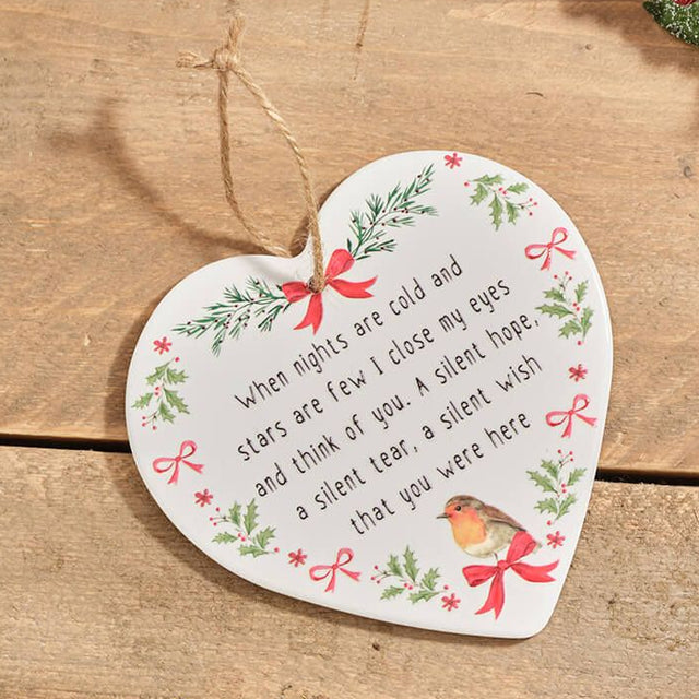 Robin 'Think of you' ceramic Heart