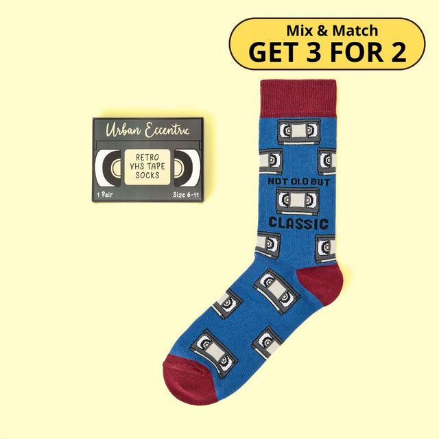 'Not Old, But Classic' Socks with VHS Tape Gift Box