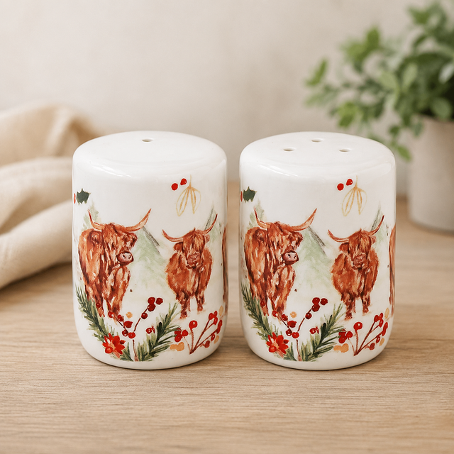 Jennifer Rose Highland Cow Salt & Pepper Shakers