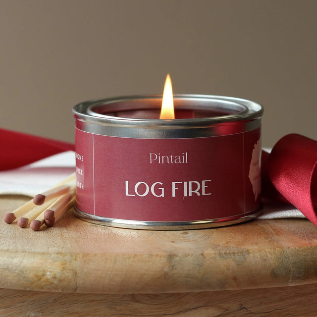 Log Fire Paint Pot Candle