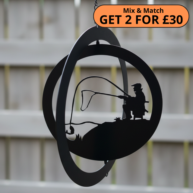 Fisherman Hanging Silhouette Orbit Spinner
