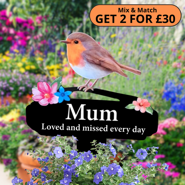 'Mum' Large Robin Pot Stake