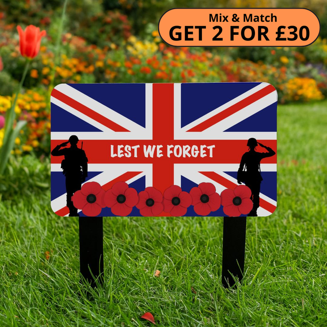 'Lest We Forget' Union Jack Remembrance Large Stake