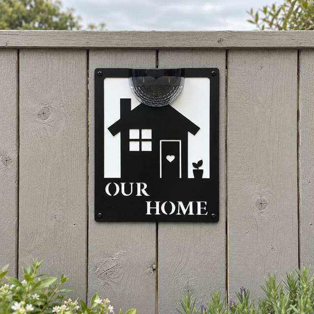 Our Home Sign with Solar Powered Light