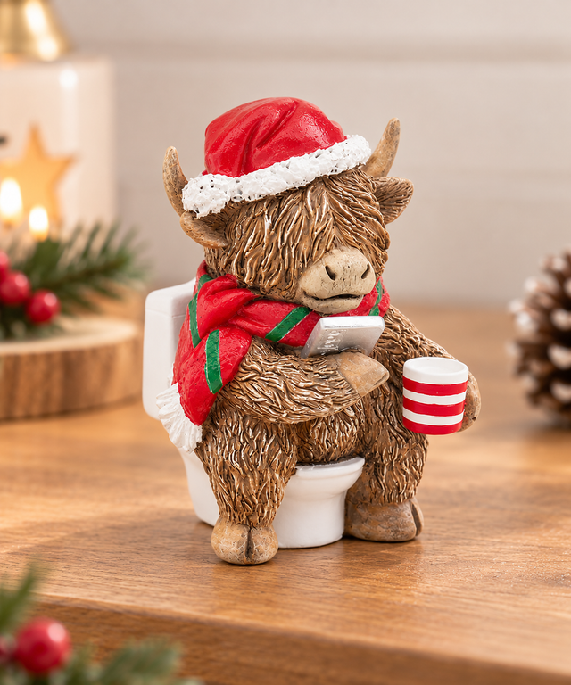 Xmas Happy Highland Cow Toilet