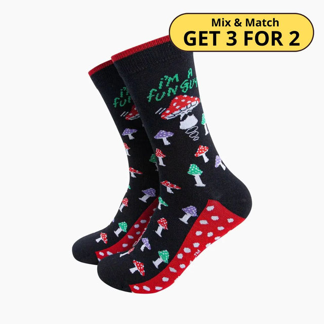 Fun Guy Mushroom Combed Cotton Socks