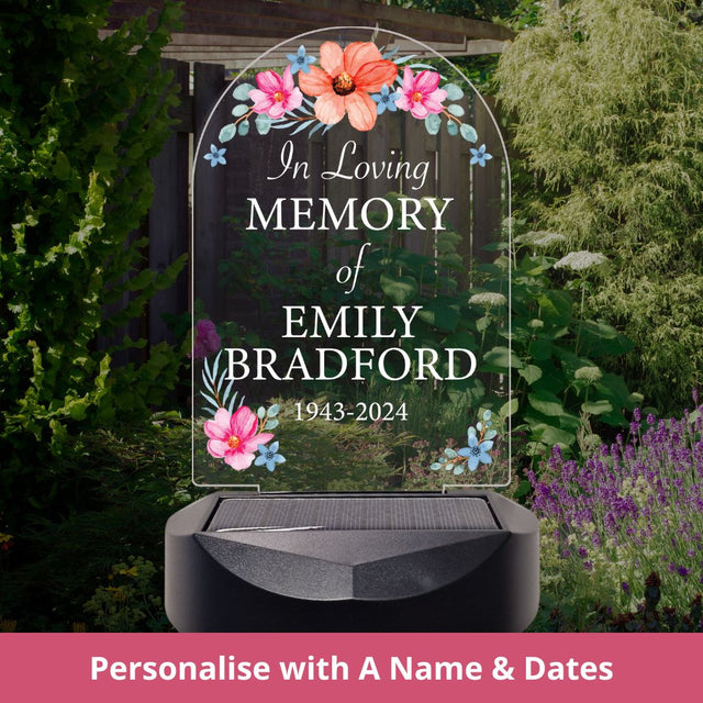 In Loving Memory 'Flowers' Solar Stake (You Can Personalise Me!)