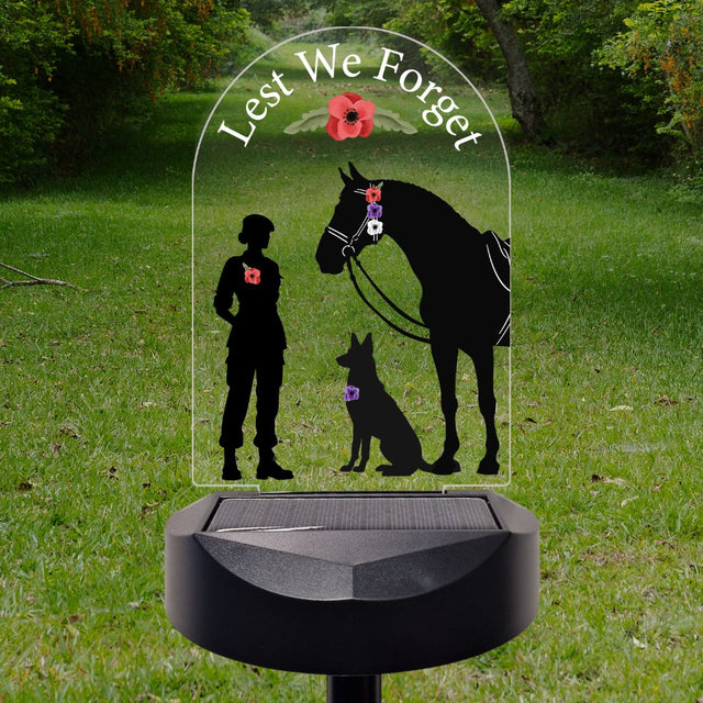 Lest We Forget Solar Stake (Female Soldier with dog)