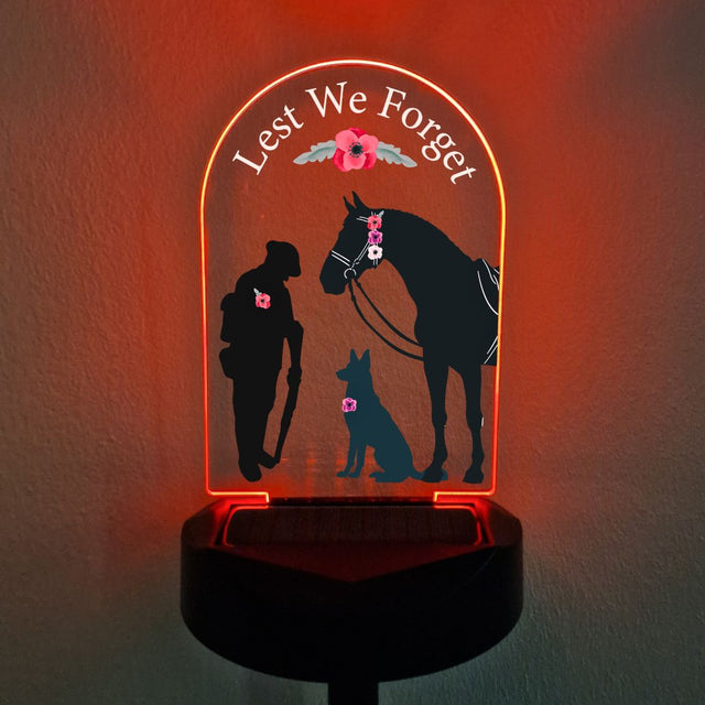 Lest We Forget Solar Stake (Male Soldier with dog)