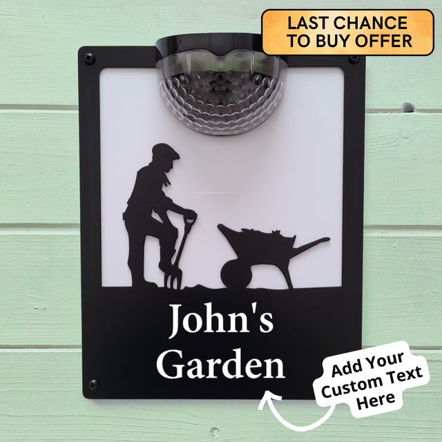 Male Gardener Solar Light Wall Plaque (You Can Personalise Me!)