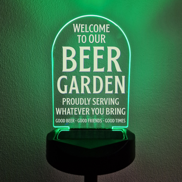 'Welcome to our Beer Garden' Solar Stake