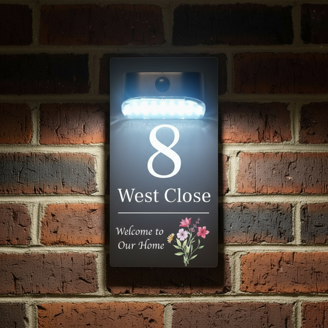 'Welcome to Our Home' Motion Sensor Solar House Name Sign