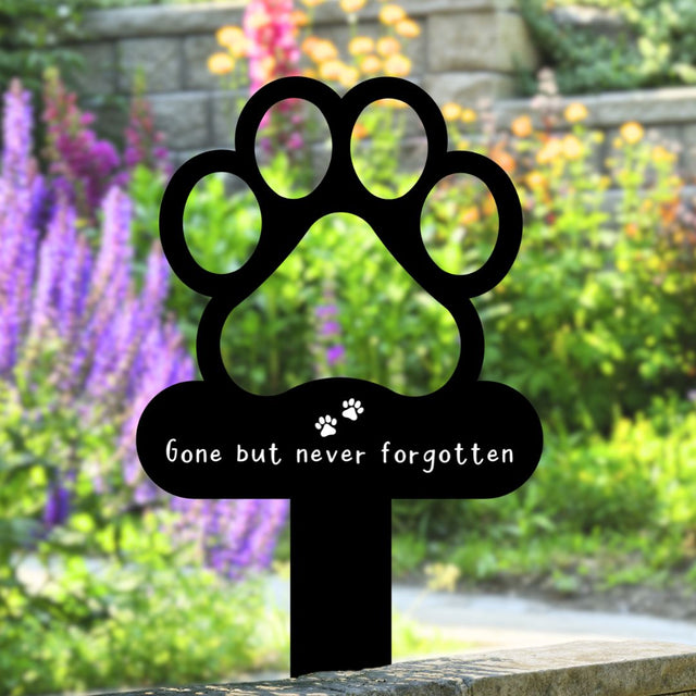 Gone but never forgotten - Memorial Paw Print Metal Stake