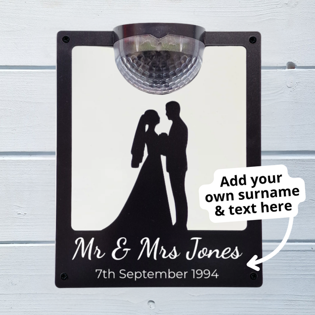 'Mr & Mrs' Wedding Solar Light Wall Plaque (You Can Personalise Me!)