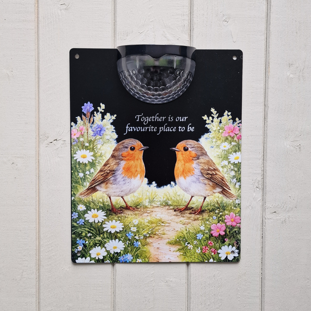 Together Robins Solar Light Wall Plaque