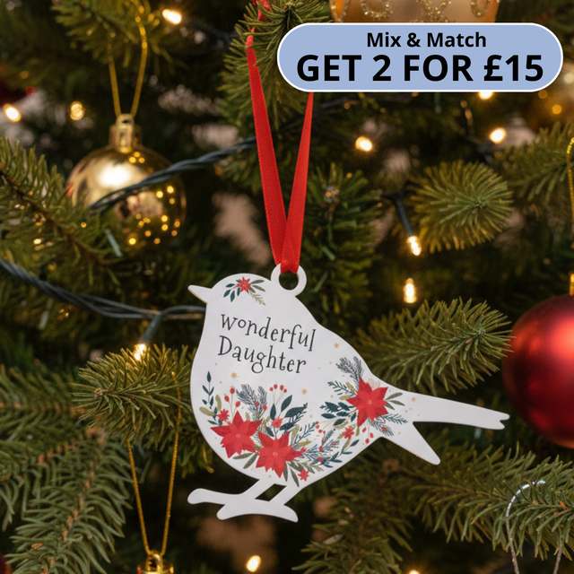 'Wonderful Daughter' - White Robin Hanging Decor