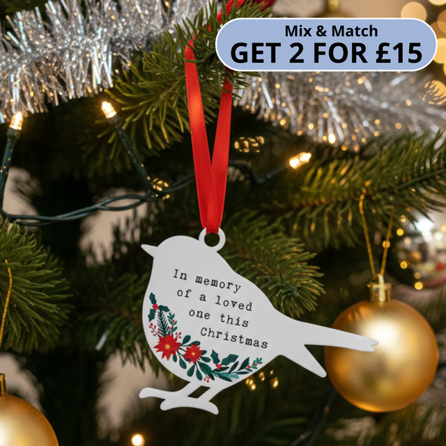 'In Memory of a loved one this Christmas' - White Robin Hanging Decor