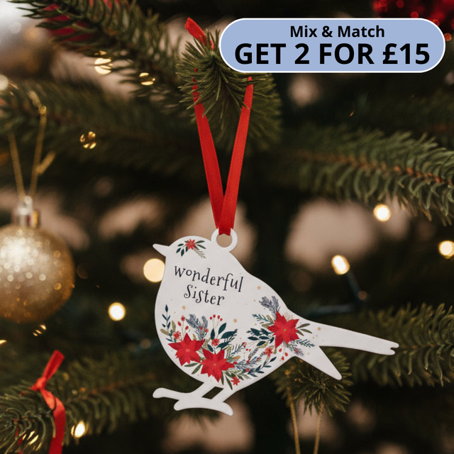 'Wonderful Sister' - White Robin Hanging Decor