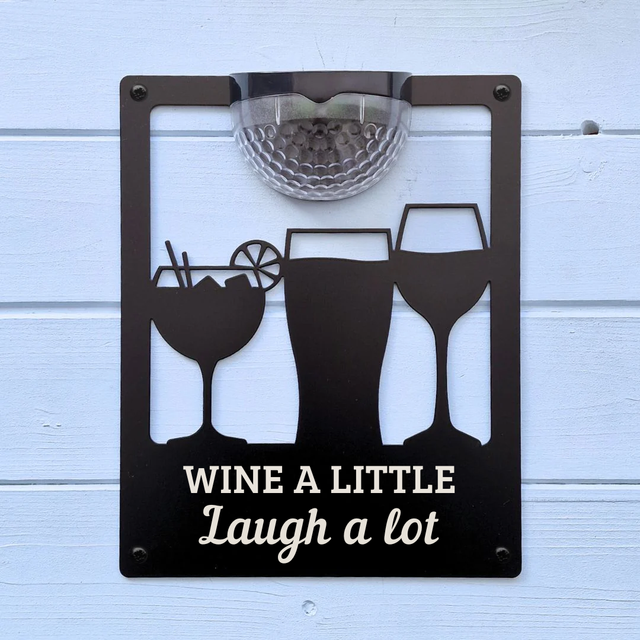 'Wine a little, Laugh a lot' Drinks Solar Light Wall Plaque