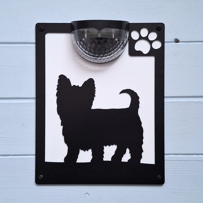 Yorkshire Terrier Dog Solar Light Wall Plaque
