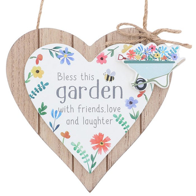 Bless this Garden Happy Hanging Heart