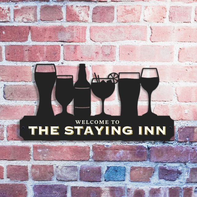 'Welcome to the Staying Inn' Large Drinks Wall Art