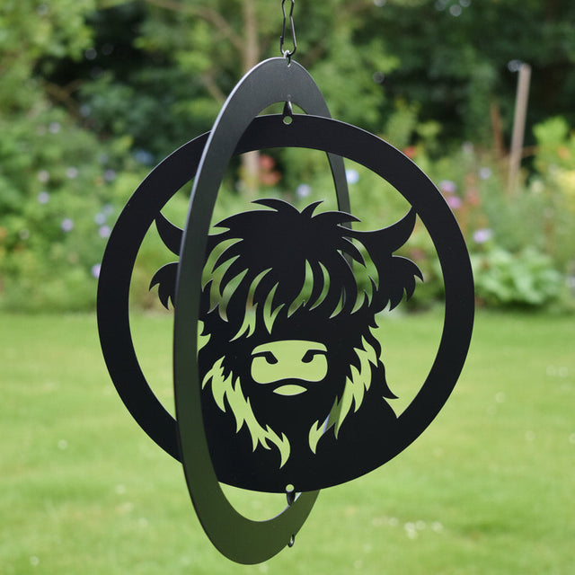 Highland Cow Hanging Silhouette Orbit Spinner
