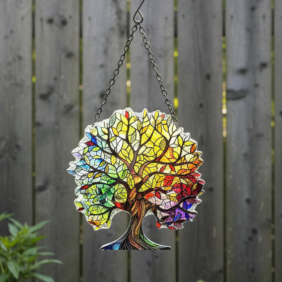 Cut Glass Hanging Suncatcher - Tree of Life