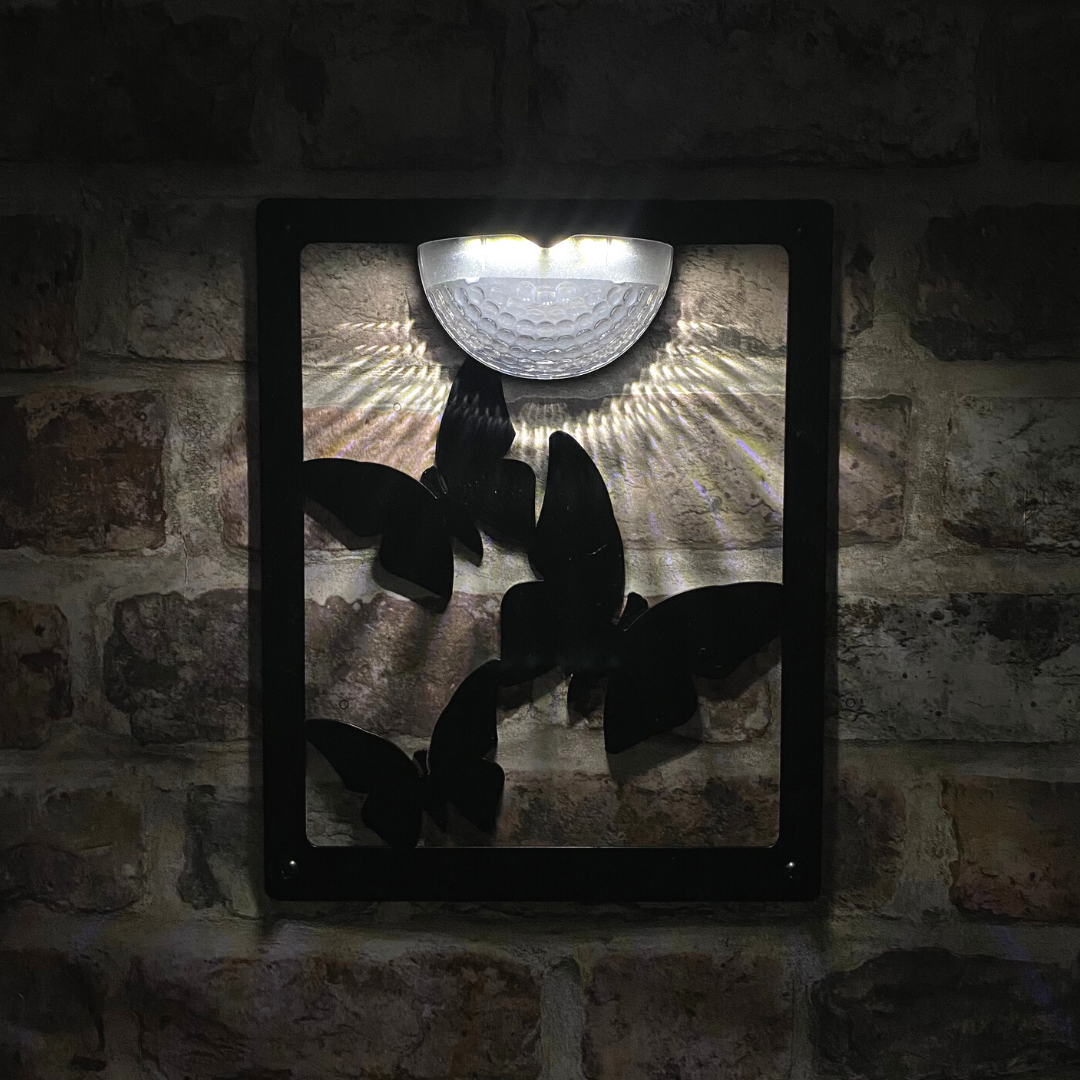 Butterfly design plaque with powerful bright solar powered LED Light ...