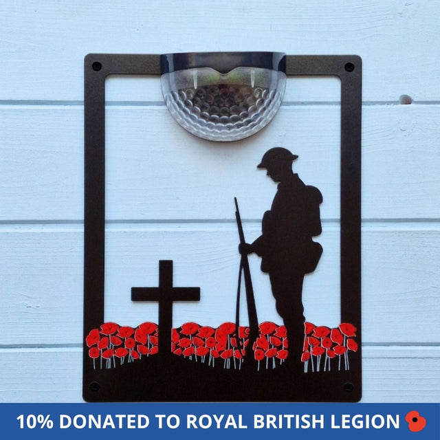 RBL 2026 banner - Remembrance Soldier and Red Poppies Solar Light Wall Plaque
