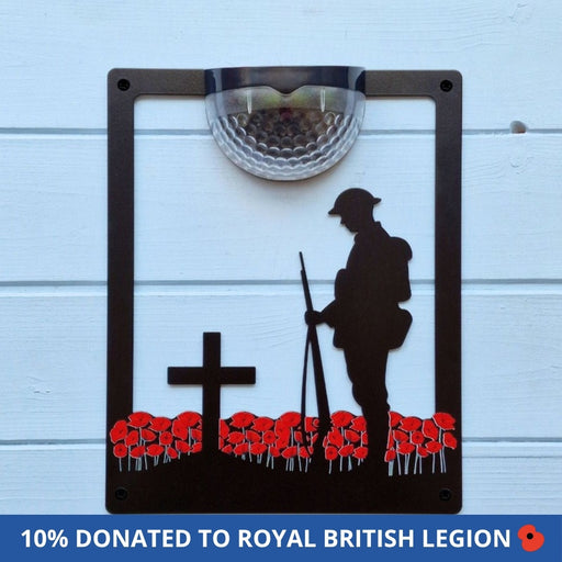 RBL 2026 banner - Remembrance Soldier and Red Poppies Solar Light Wall Plaque