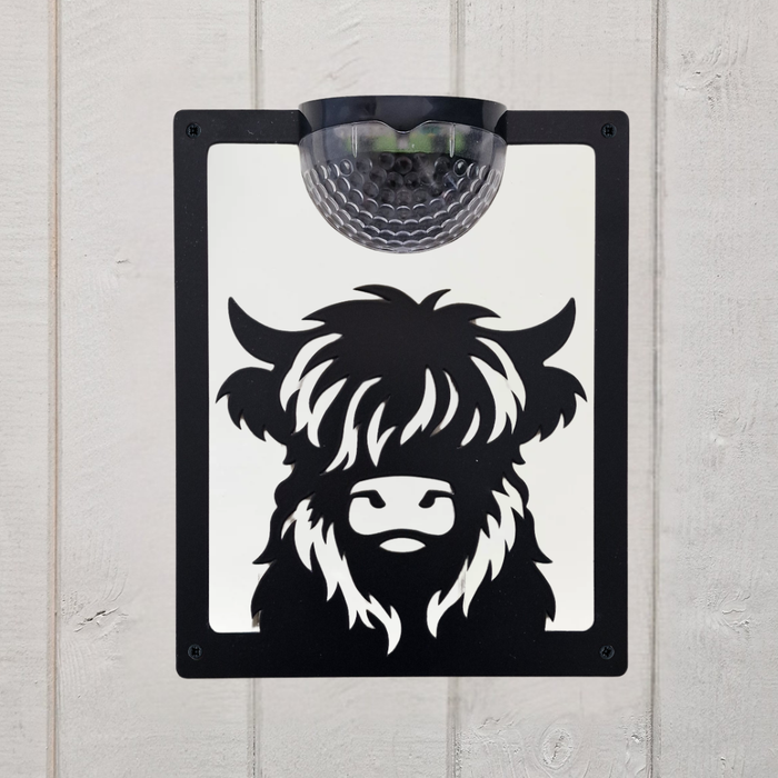 Highland Cow Calf Solar Light Wall Plaque
