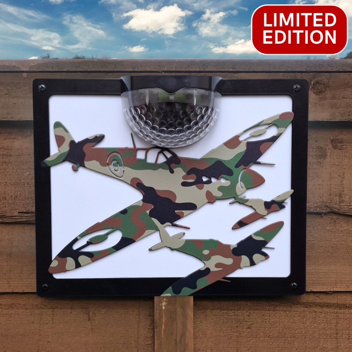 Limited Edition Camo Spitfire Solar Light Wall Plaque