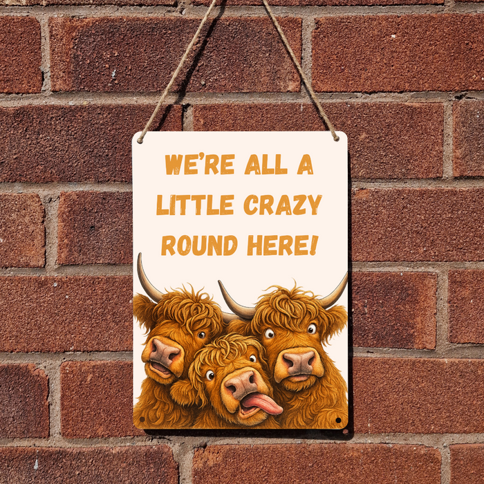 Highland Cow Metal Sign 25cm