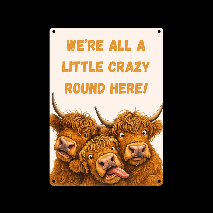 Highland Cow Metal Sign 25cm