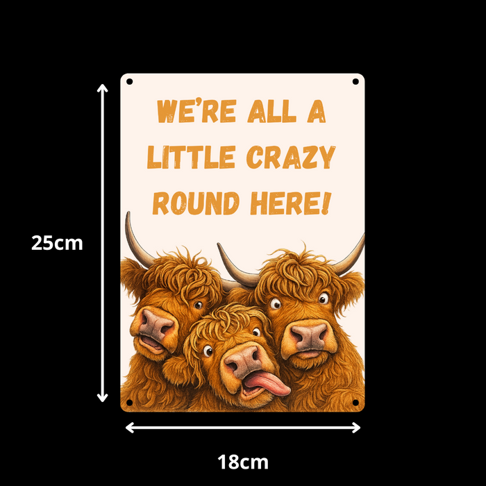 Highland Cow Metal Sign 25cm