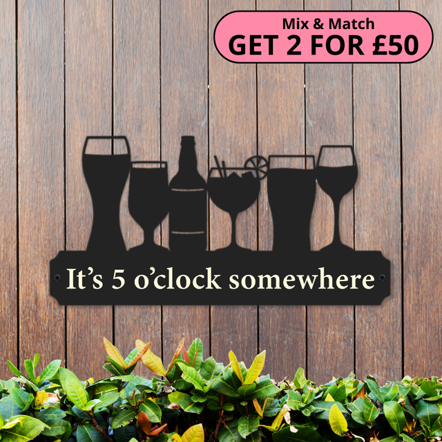 'It's 5 o'clock somewhere' Large Drinks Wall Art