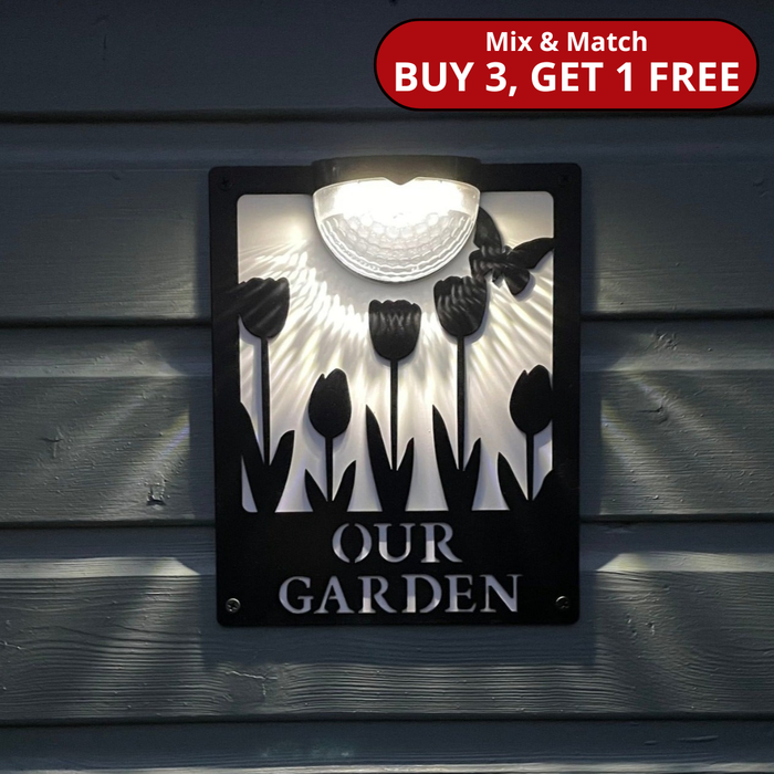 Our Garden Sign with Solar Powered Light