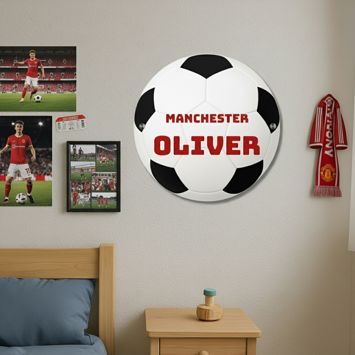 XL Personalised Metal Football Bedroom Wall Decor