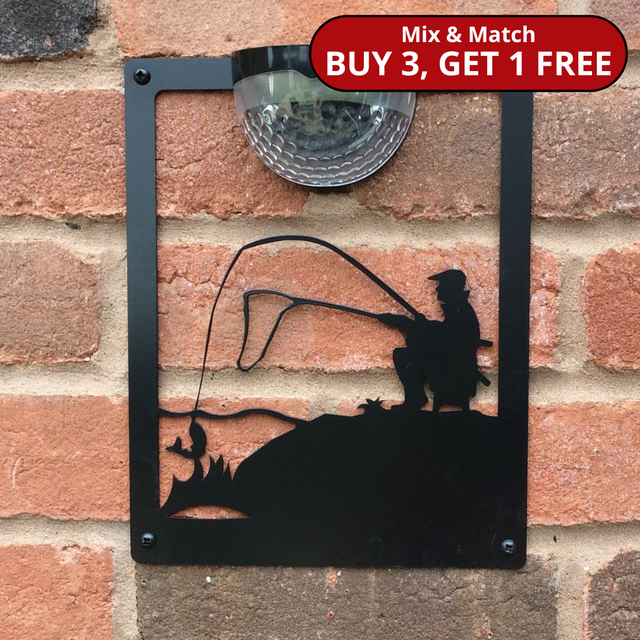 Fisherman Solar Light Wall Plaque