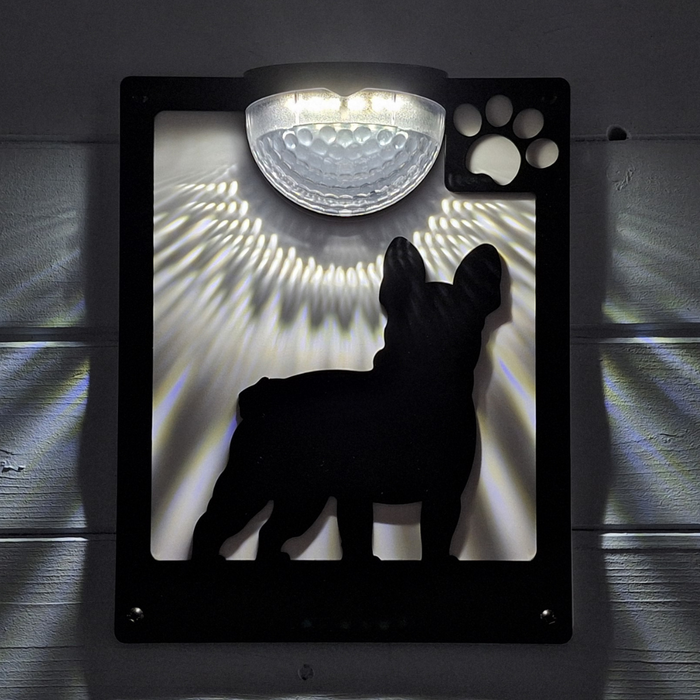 French Bulldog A Solar-Powered LED Light Wall Shed Plaque — Flory's Online
