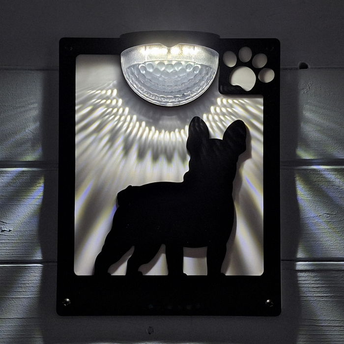 French Bulldog A Solar Light Wall Plaque